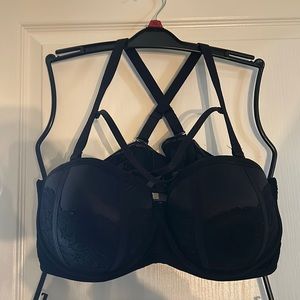 Torrid 46DD strapless black and lace bra.